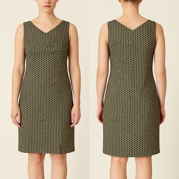 Piazza Sempione Cotton Geometric Print Sleeveless Sheath Dress IT 54 US 18 - Picture 1 of 14
